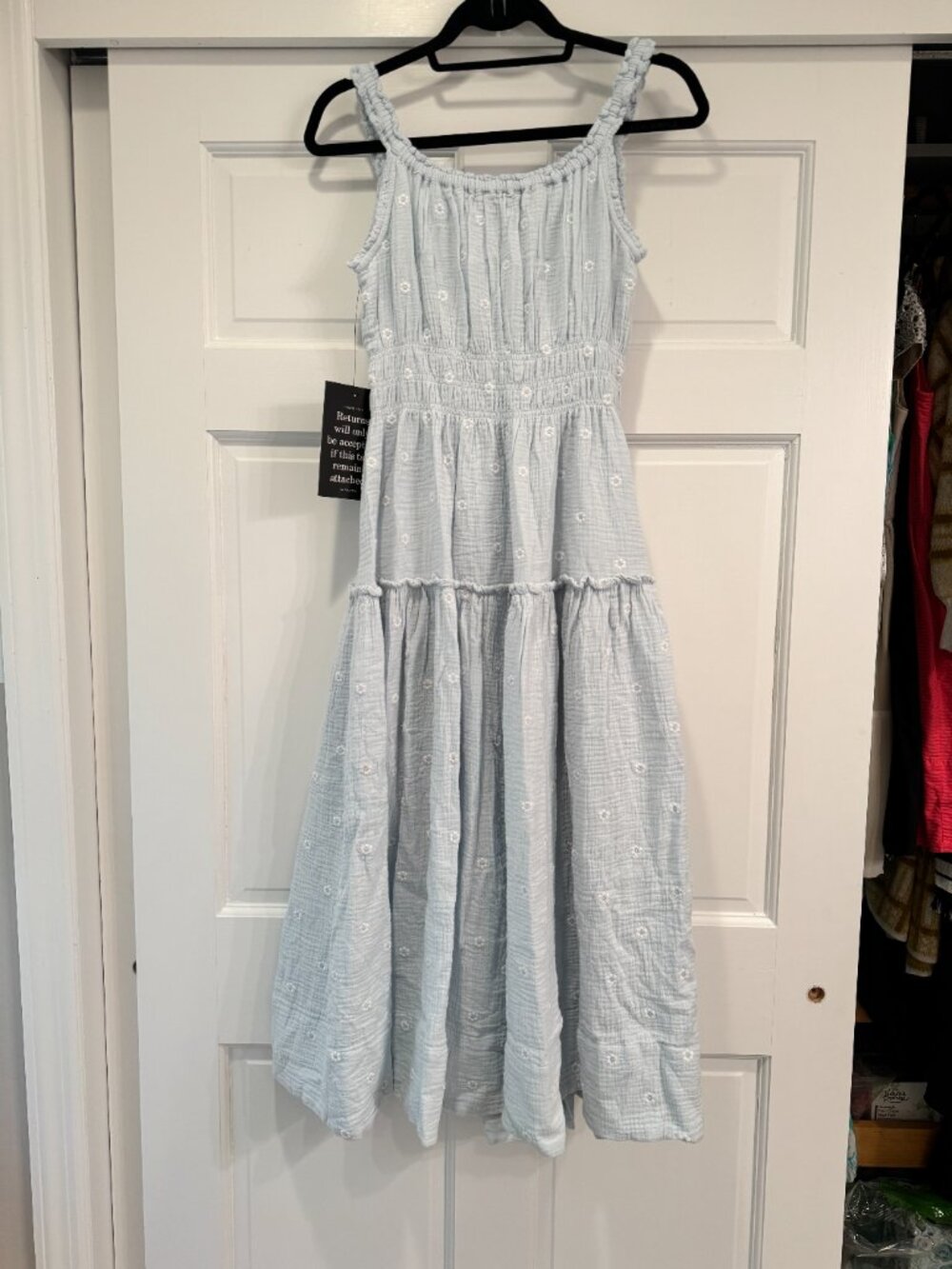 *NWT* Blue Gauze Daisy Embroidered Landis Midi Dress S - Picture 6 of 6
